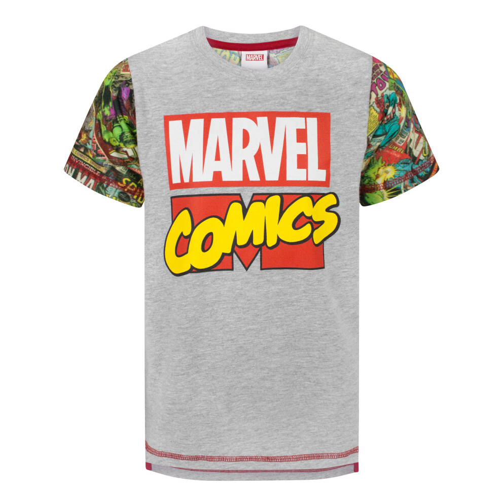 (9-10 Years) Marvel Short Sleeved T-Shirt (Boys Grey)