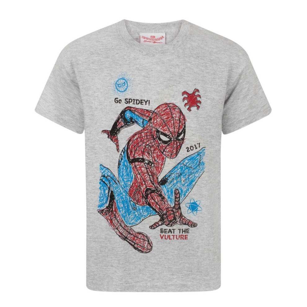 (11-12 Years) Marvel Short Sleeved T-Shirt (Boys Grey)