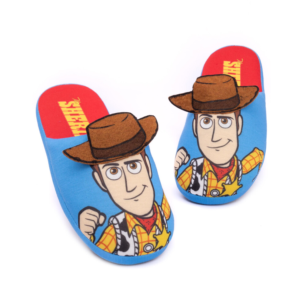 (12-13 UK Child) Disney Pixar Toy Story Woody Slippers Boys Kids 3D Slip On Mules