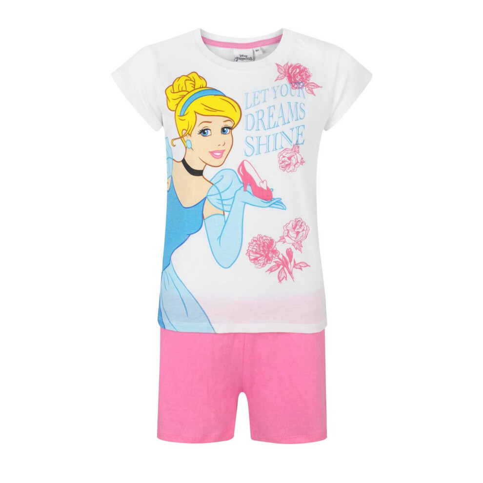 Disney Cinderella Short Sleeve Short Leg Pyjama Set (Girls White)