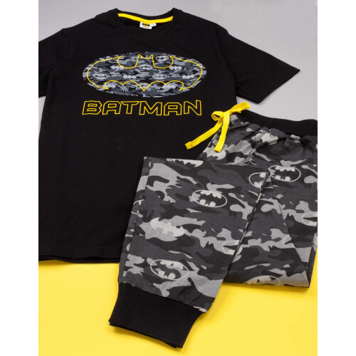 DC Comics (Large) DC Comics Batman Short Sleeve Long Leg Pyjama Set (Mens Black) 1