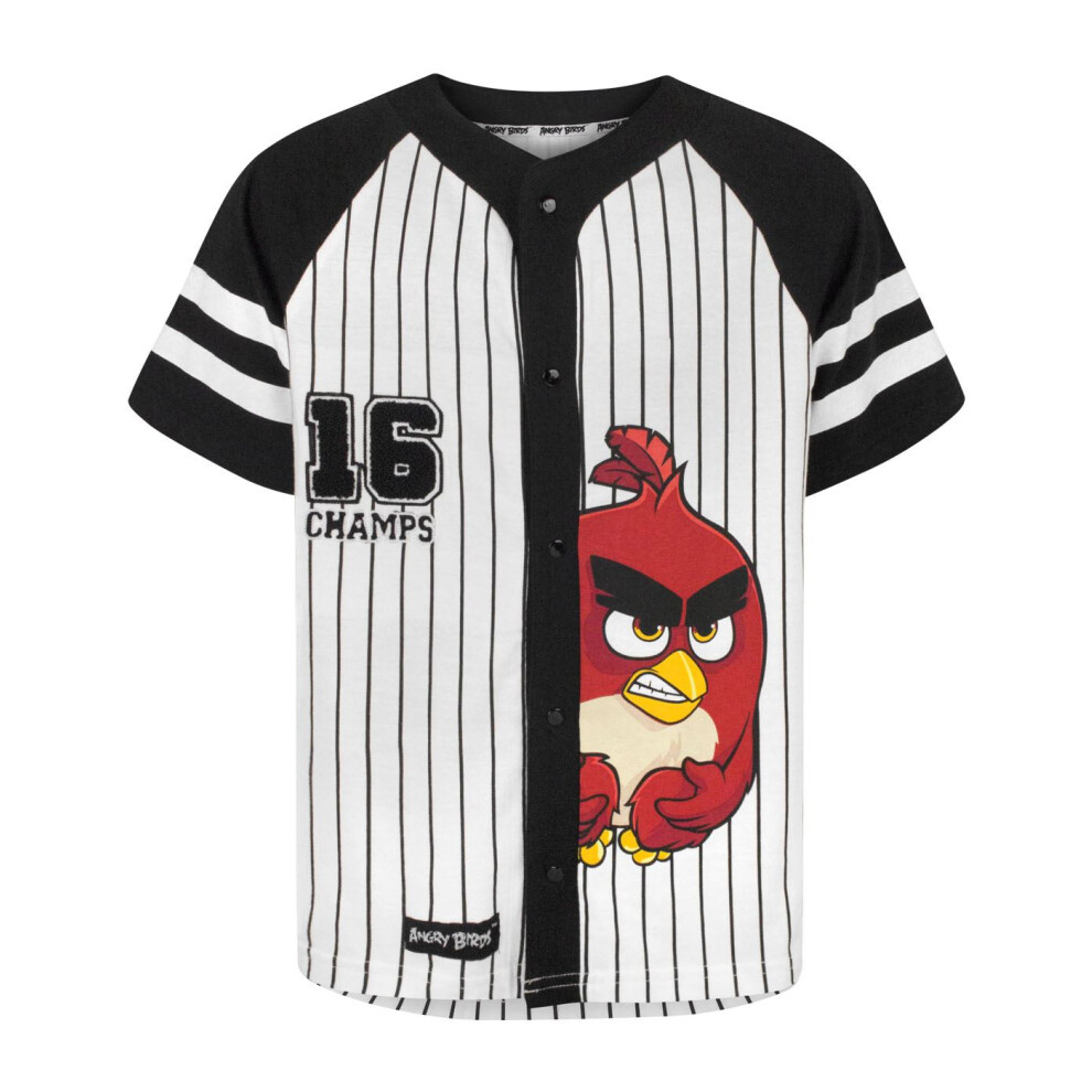 (9-10 Years) Angry Birds Baseball Jersey (Boys Black)