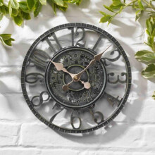 Green Industrial Cogs Round Indoor/Outdoor Skeleton Garden Wall Clock