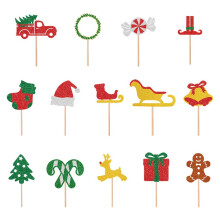 Kerst Cupcake Toppers, Kerstmuts, Kerstboom, Hert, Peperkoek Man, Muffin, Fruit Cake, Food Picks voor Kerstmis, Kerstfeest (28st)