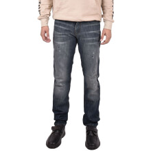 (Dark Wash, 28W X 34L) Mens Straight Leg Jeans PAT Casual Denim Trousers