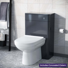 Modern 500mm Back To Wall WC with Toilet and Cistern Unit Gloss Grey | Afern