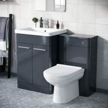 Afern 1100mm Anthracite Gloss Vanity Basin & WC Unit with Elso Back to Wall Toilet