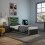 SlumberWorx (Black and Grey) Galaxy Ottoman Storage LED Headboard Gaming Single Black Bed Frame 1