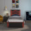 SlumberWorx (Black and Red) Galaxy Ottoman Storage LED Headboard Gaming Single Black Bed Frame 3