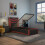 SlumberWorx (Black and Red) Galaxy Ottoman Storage LED Headboard Gaming Single Black Bed Frame 4