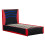 SlumberWorx (Black and Red) Galaxy Ottoman Storage LED Headboard Gaming Single Black Bed Frame 5