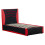 SlumberWorx (Black and Red) Galaxy Ottoman Storage LED Headboard Gaming Single Black Bed Frame 6
