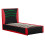 SlumberWorx (Black and Red) Galaxy Ottoman Storage LED Headboard Gaming Single Black Bed Frame 7