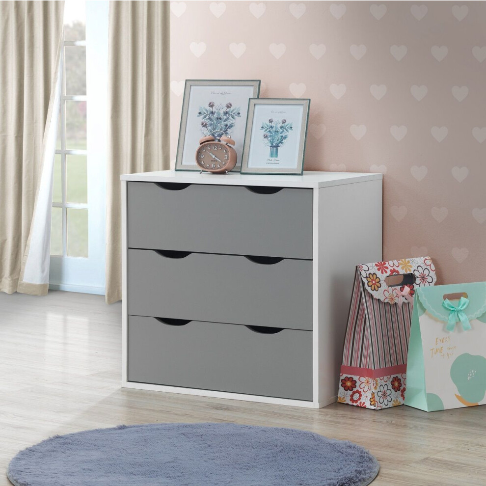 3 Drawer Chest Modern Bedroom Storage Unit