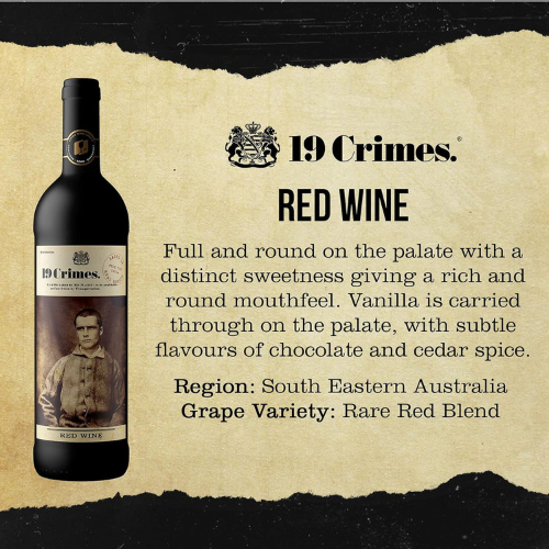 19 Crimes Red Wine 6X75cl 13.5%Vol. 1