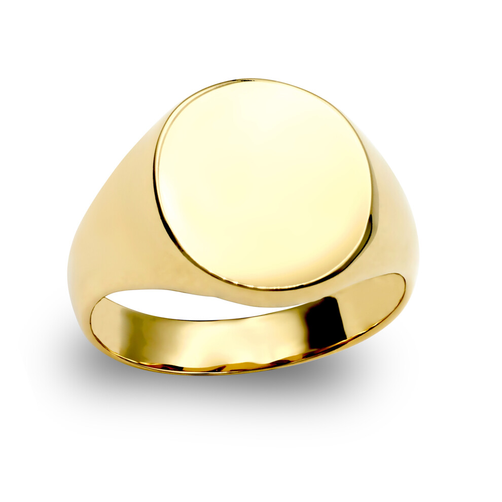 (X) Jewelco London Men's Solid 9ct Yellow Gold Oval Signet Ring - JRN142
