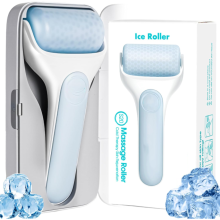Face Skin Care Ice Roller - Premium Beauty Face Roller Massager with Portable Freezer Case for De-puffing Eyes, Relief of Migraines(white)