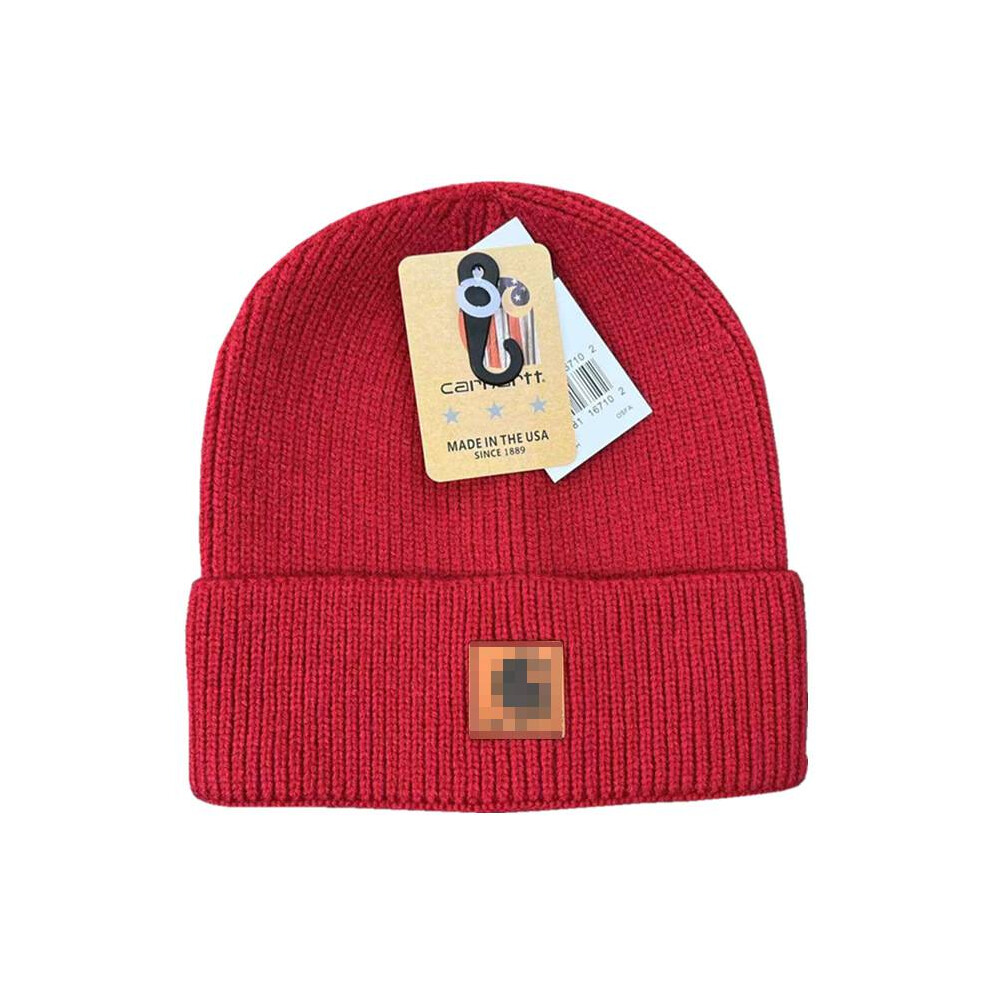 (Red) Hat Carhartt Beanie Unisex Winter Thickened Knit Cap Keep Warm Fashion Gift