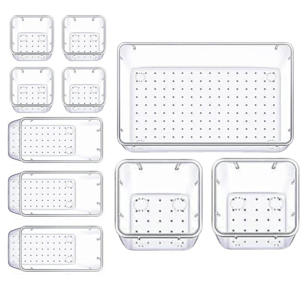 (10 PCS) 25 Desk Drawer Organizer Trays Clear Plastic Storage Boxes Divider For Makeup