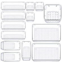(13 PCS) 25 Desk Drawer Organizer Trays Clear Plastic Storage Boxes Divider for Makeup