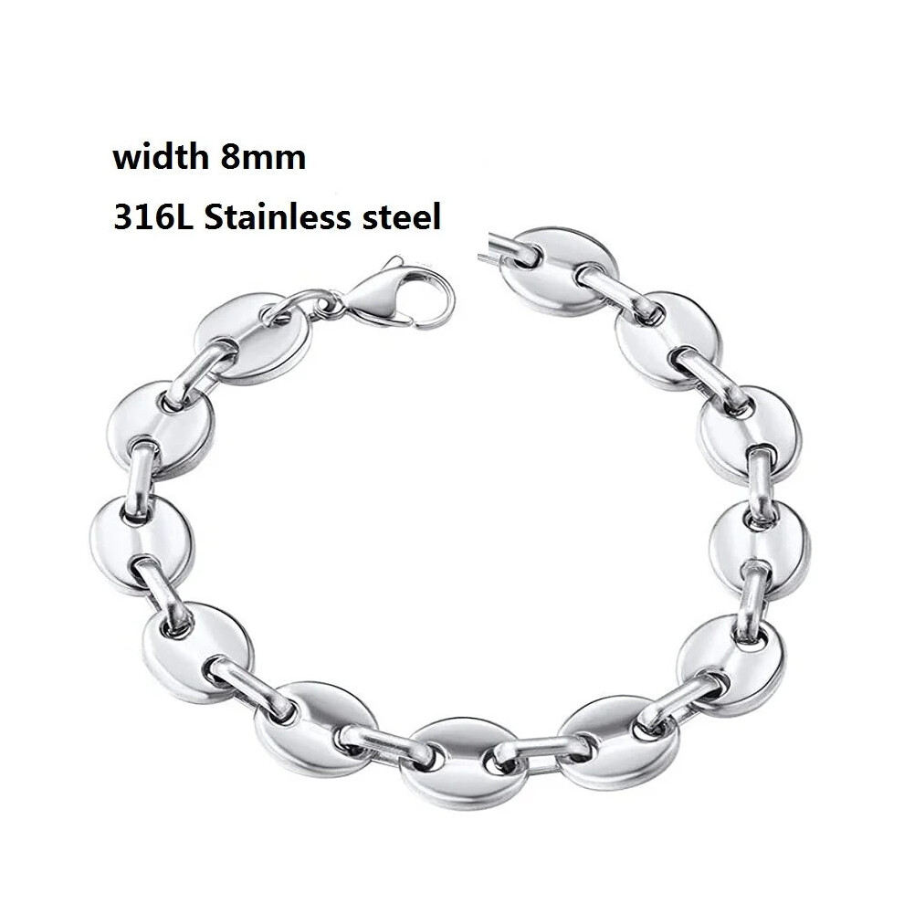 (Length 17cm, Stely 12) 316L Stainless Steel Cuban Chain Bracelet for Mens Womens-image-OPC-PFFGD5M-NEW
