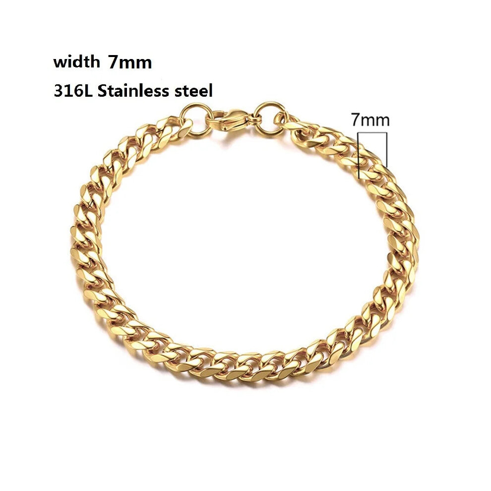 Photos - Bracelet  316L Stainless Steel Cuban Chain  for Mens Womens(Length 19cm, Stely 14)