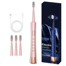 (Pink) Rechargeable Electric Toothbrush | 4 Brush Heads
