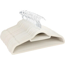 (40 Pack Cream) Panzy Home 40 Pack Velvet Coat Hangers, Heavy Duty Velvet Clothes Hangers Durable & Sturdy Space Saving 45 Cm long, 0.6 Cm thick Velvet Hangers