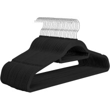 (40 Pack Black) Panzy Home 40 Pack Velvet Coat Hangers, Heavy Duty Velvet Clothes Hangers Durable & Sturdy Space Saving 45 Cm long, 0.6 Cm thick Velvet Hangers