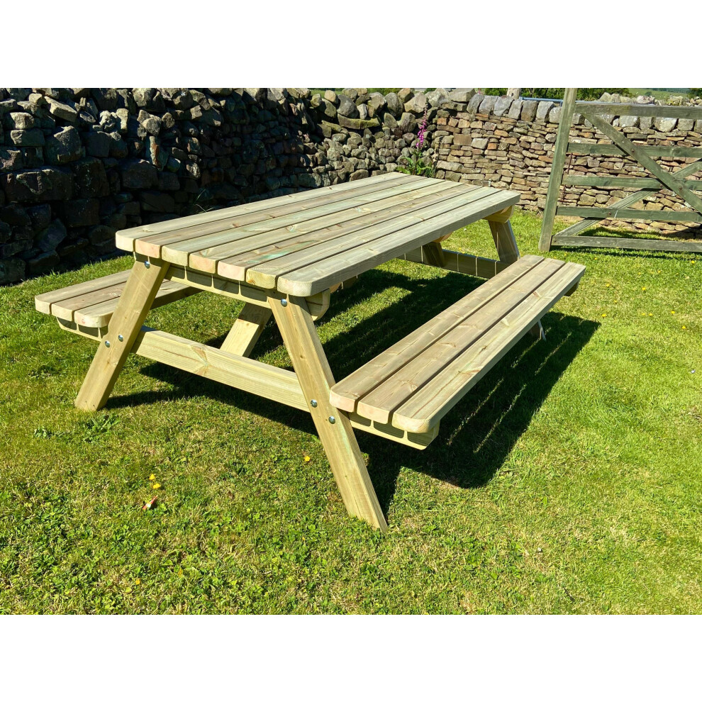 (7FT, Square) Heavy Duty Wooden Picnic Table, Pub Bench