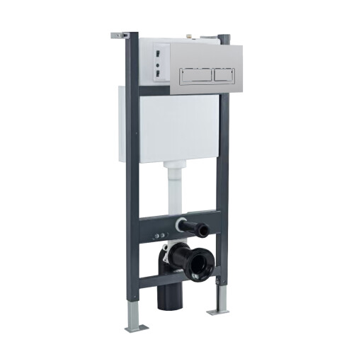 NES Home Nes Home Wall Hung Toilet Cistern Frame with Avant Chrome Square Push Button