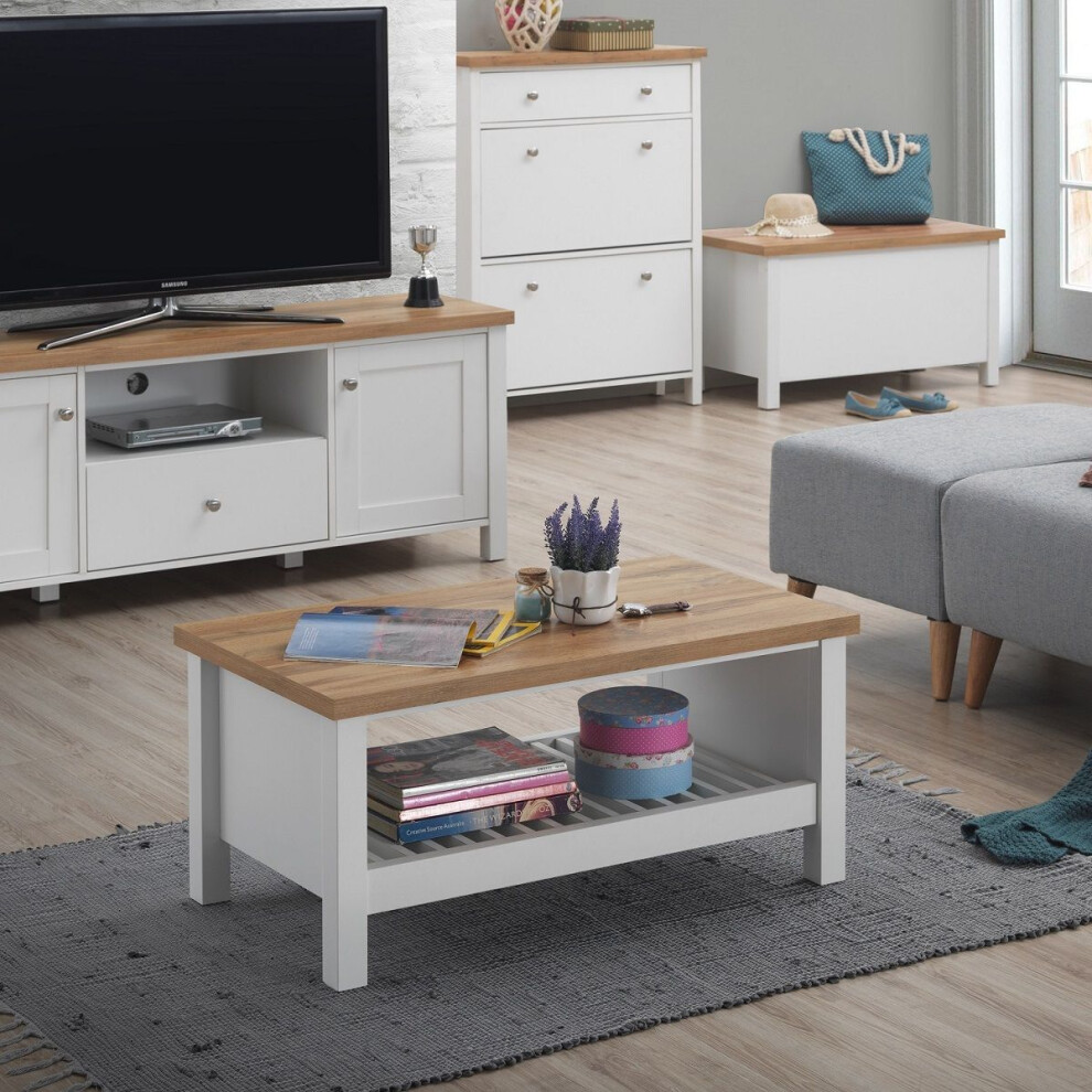 Modern Coffee Table with Open Storage Shelf Stylish Living Room Unit