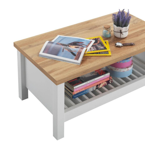 Timber Art Design UK Modern Coffee Table with Open Storage Shelf Stylish Living Room Unit 1