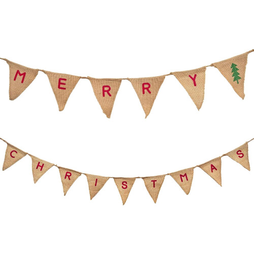 Merry Christmas With Tree Hessian Bunting – 2.3m