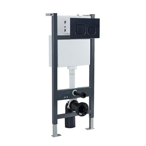 NES Home Nes Home Wall Hung Toilet Cistern Frame with Avant Matt Black Square Push Button