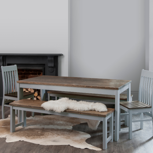 Noa and Nani (Hever Dining Table in Grey and Dark Pine) Hever Dining Table