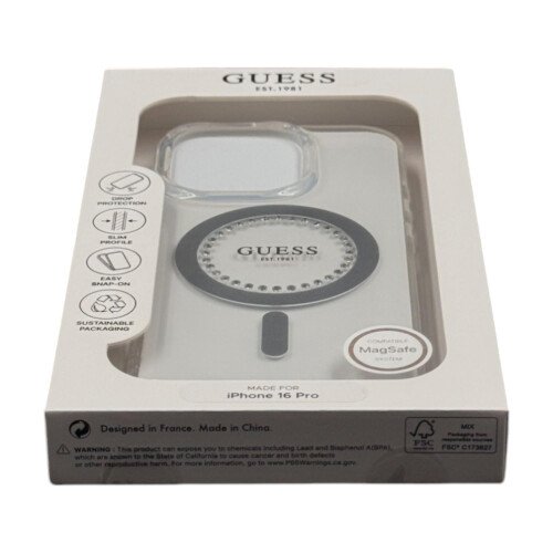 Guess Guess IML Rhinestones Case with MagSafe for iPhone 16 Pro 6.3" Clear 1