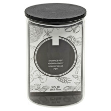 (Single 575ml Jar) Clear Glass Cylinder Storage Jars With Black Lid