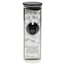 (Single 1320ml Jar) Clear Glass Cylinder Storage Jars With Black Lid