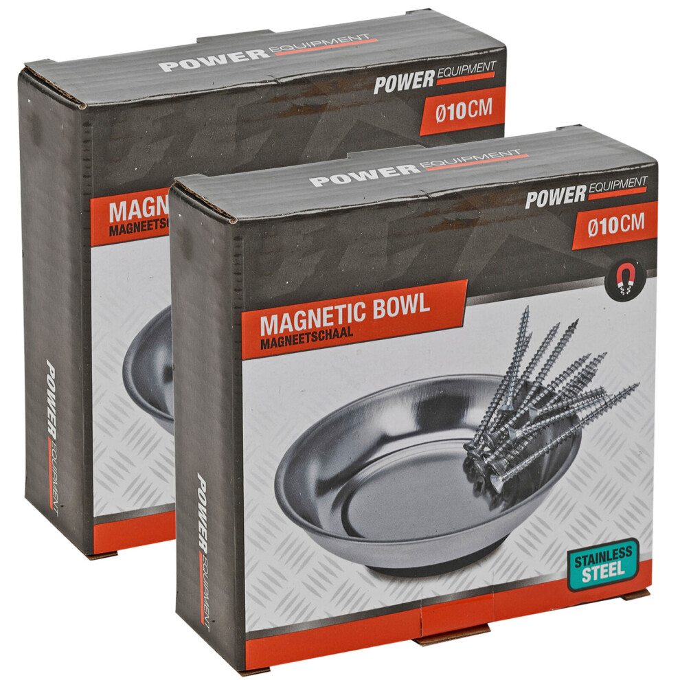 (Set of 2) 10cm Stainless Steel Magnetic Bowl for Screws & Small Tools