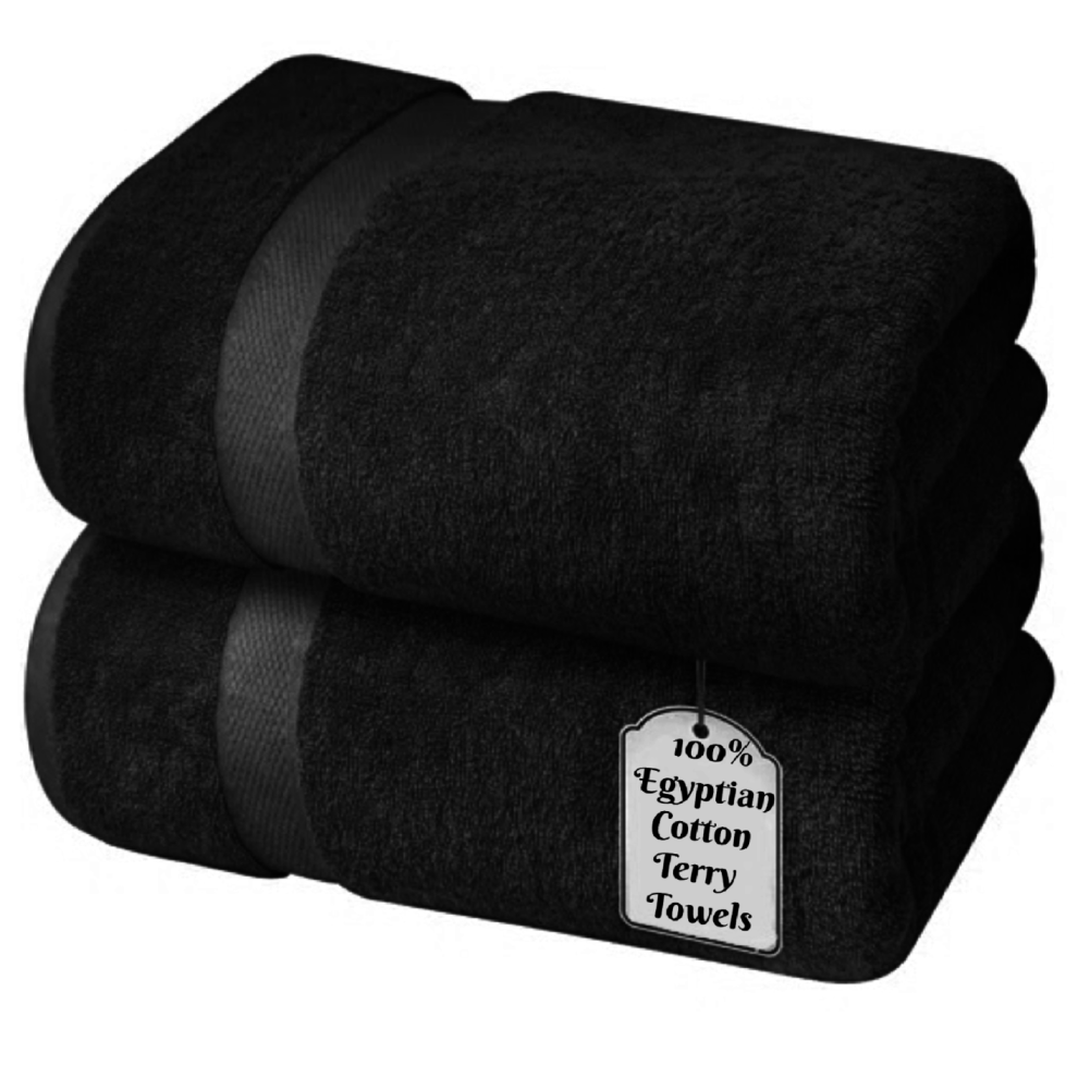 (Black) Luxury Hand Towels 100% Egyptian Cotton Soft Towel