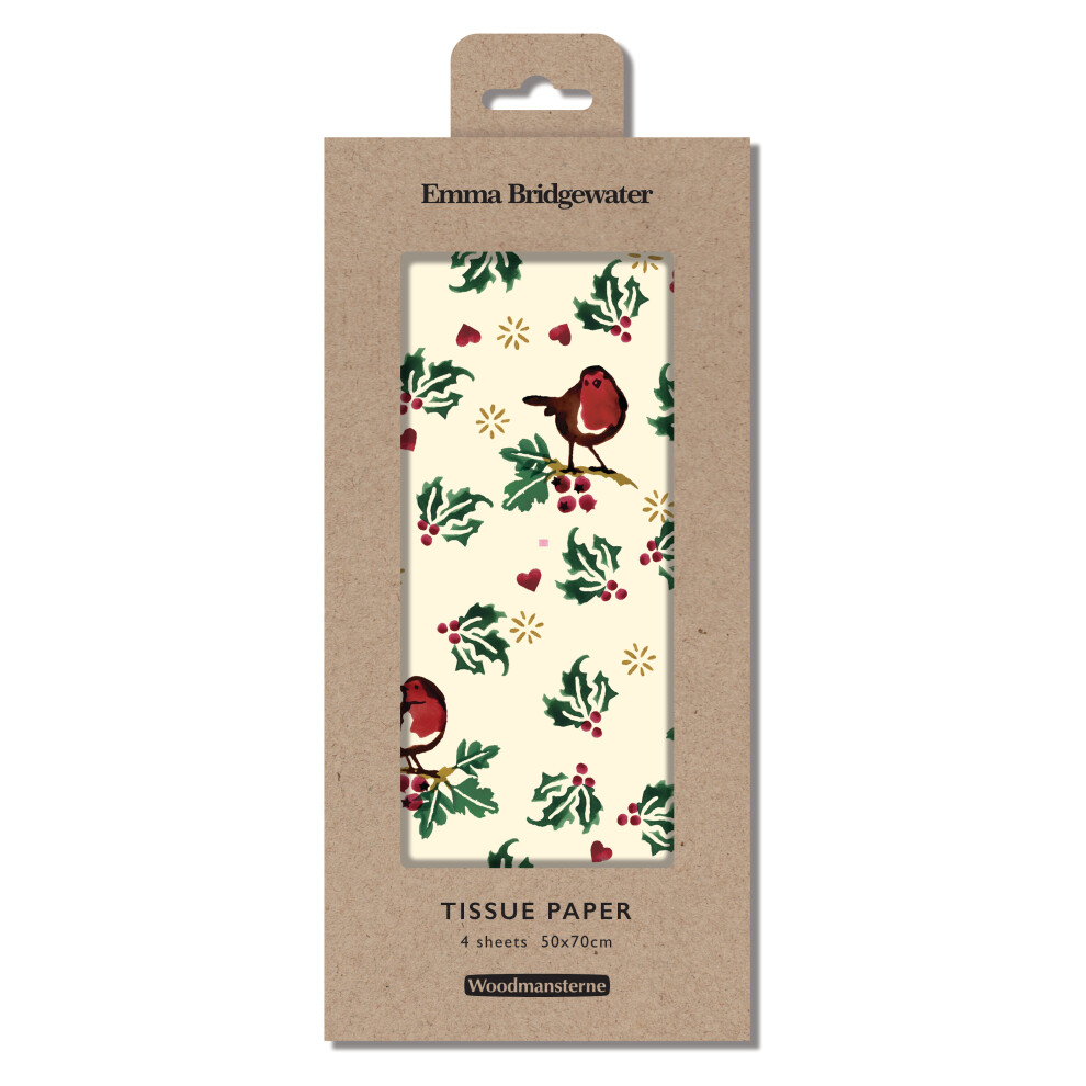 Woodmansterne Emma Bridgewater Little Robin Tissue Paper Giftwrap Christmas Gift Wrapping