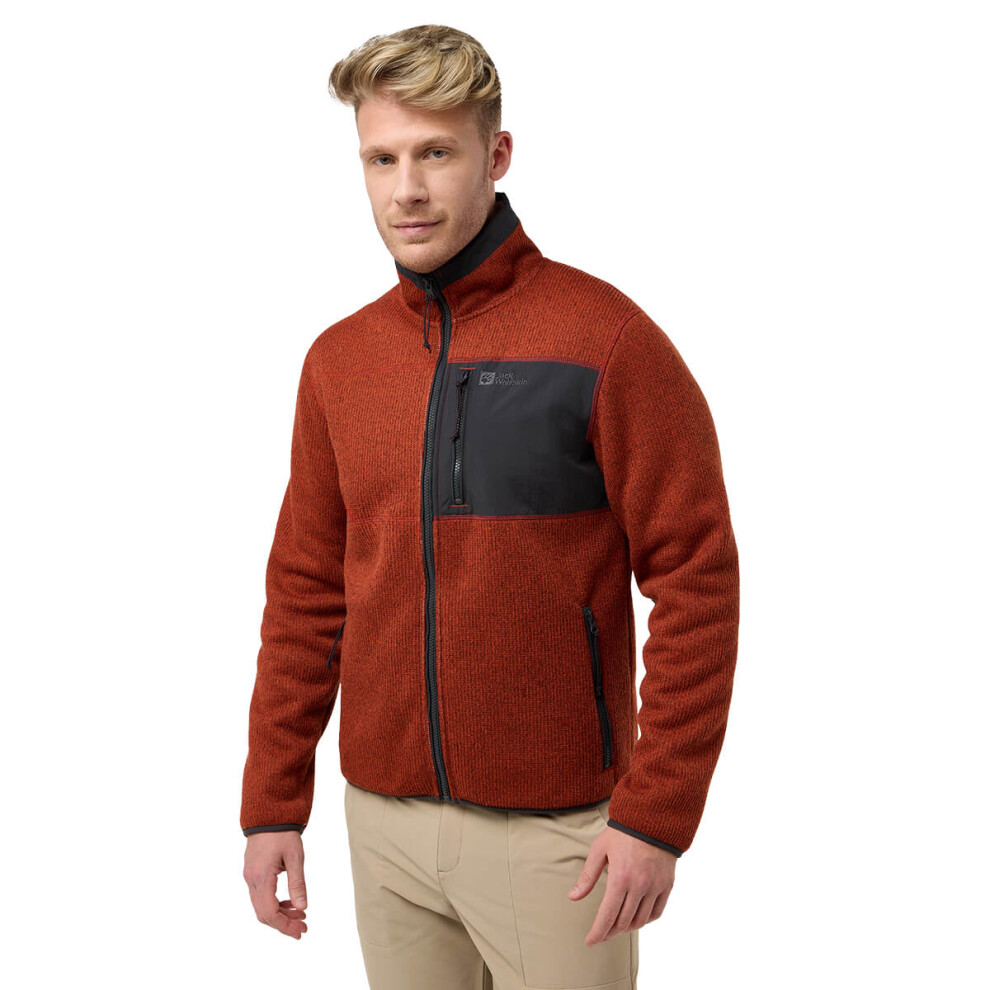 (L, Intense Rust) Jack Wolfskin Mens Kaminfeuer Lightweight Lined Sherpa Fleece Jacket