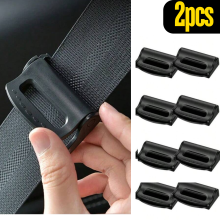 (Black) 2PCS Plastic Strong Adjustable Car Safty Belt Clip
