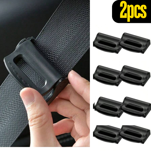 (Black) 2PCS Plastic Strong Adjustable Car Safty Belt Clip