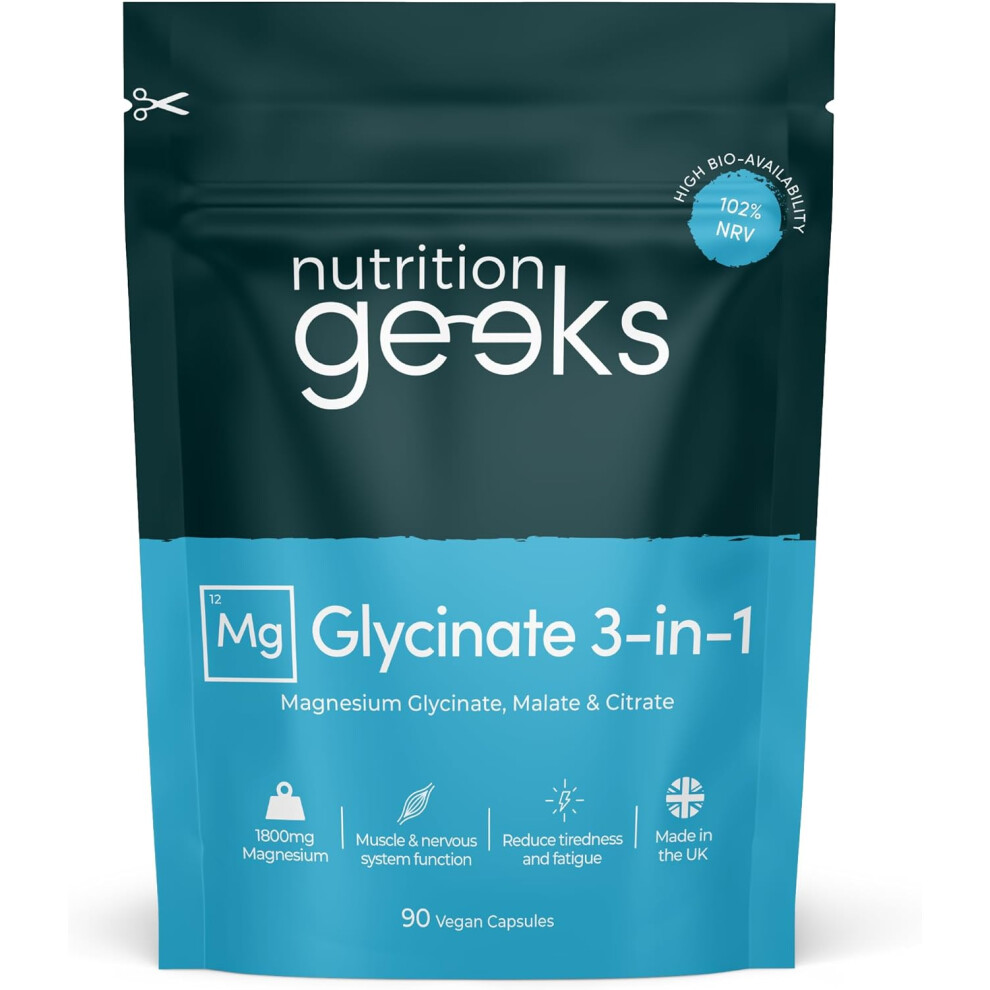 (Magnesium Glycinate 3-in-1 Complex - 1800mg Supplements as Bisglycinate, Citrate & Malate 90 Vegan C) Nutrition Geeks Vitamin D3 4000 iu & Vitamin K2