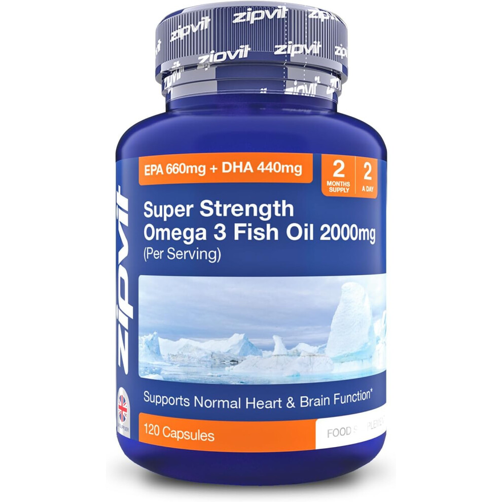 Omega 3 Fish Oil 2000mg, EPA 660mg DHA 440mg per Daily 120 Capsules