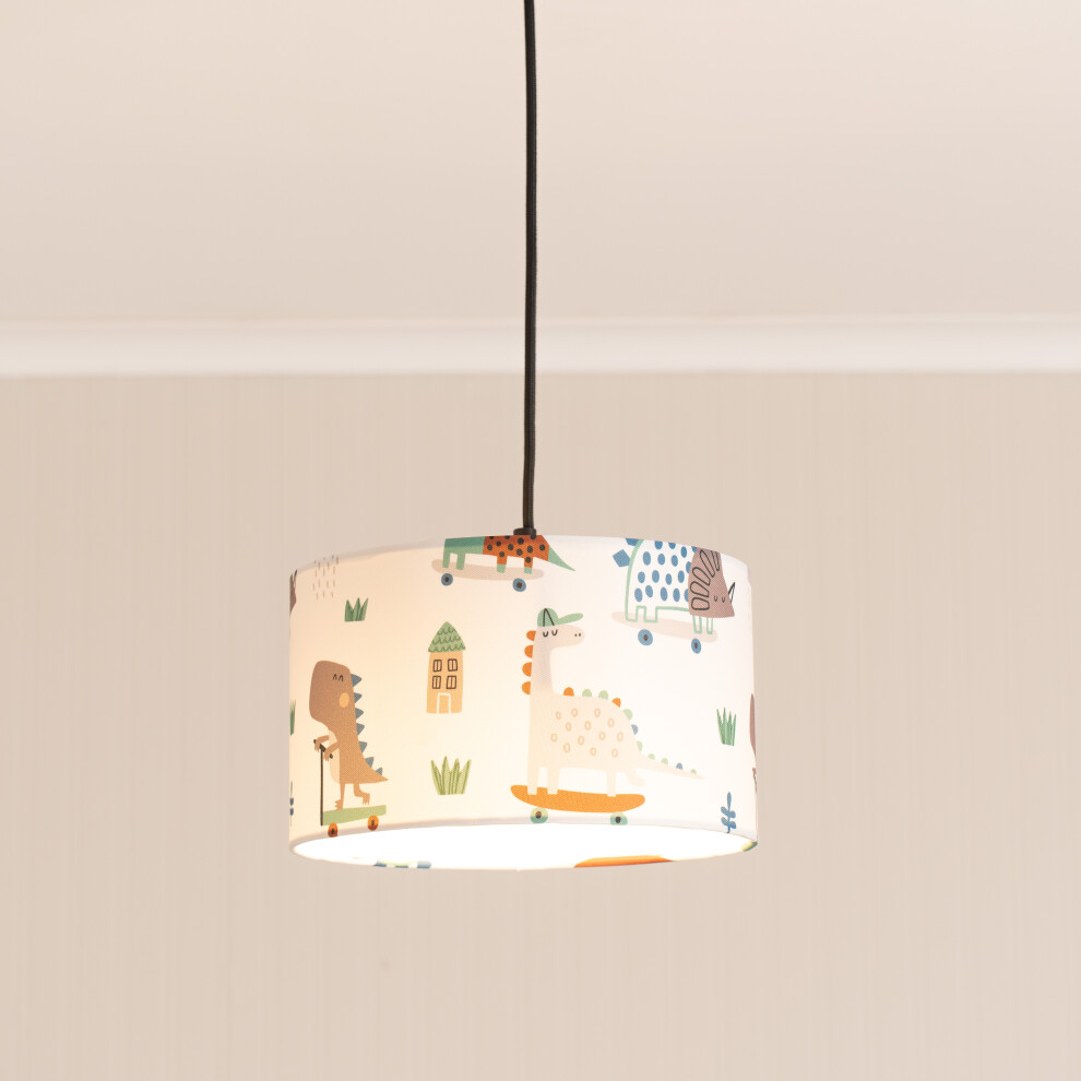 (Yes) Dino Childrens Nursery Drum Ceiling Table Floor Light Lamp Shade