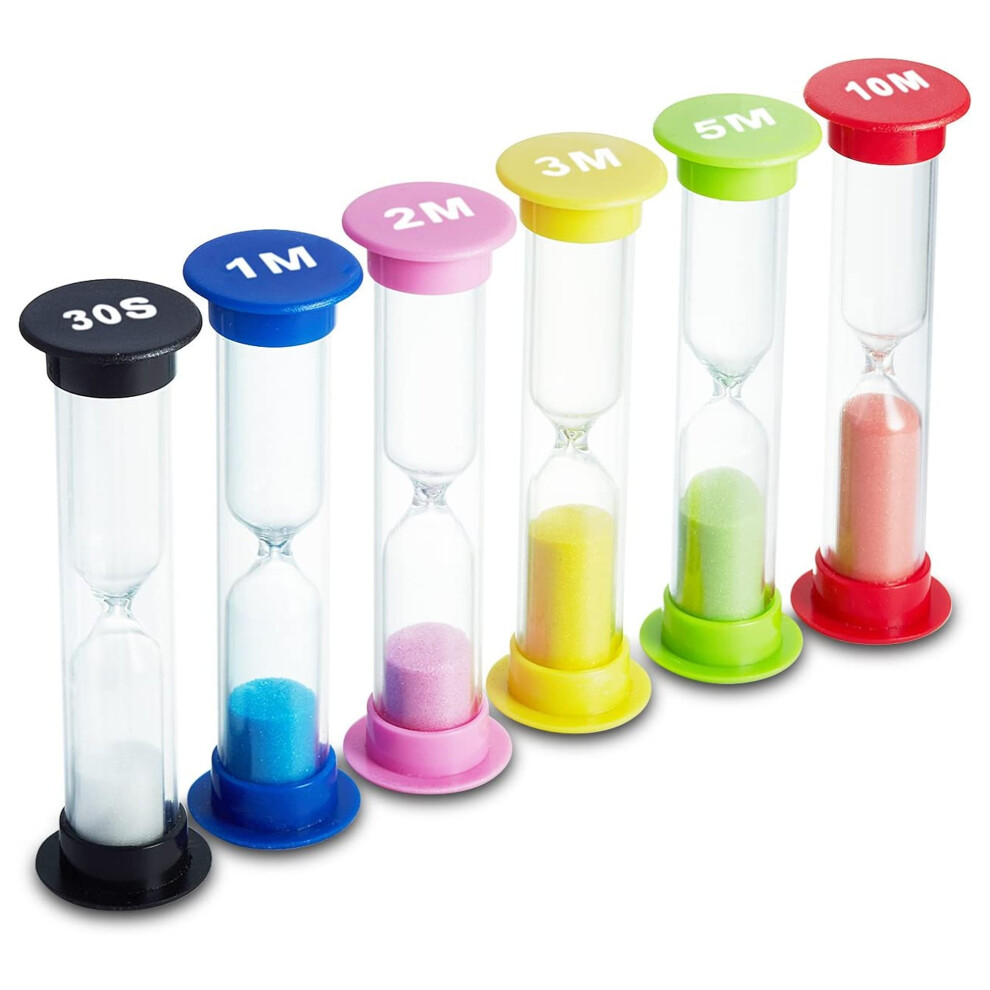 Sand Timers for Kids Pk of 6 Hourglasses Visual Learning Tool for Kids