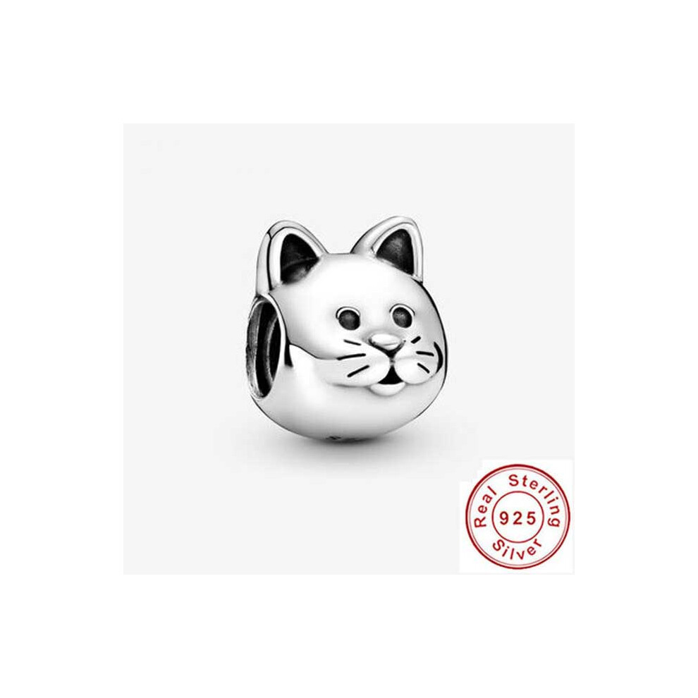 CURIOUS CAT bead sterling silver charm for pandora bracelet